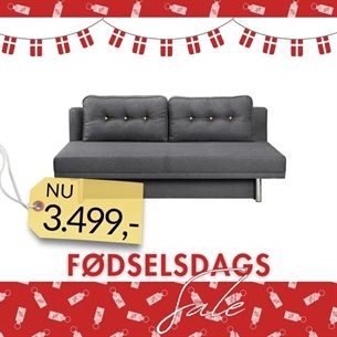 Sovesofa Nadia - Stof grå / Puder grå/farvet knap